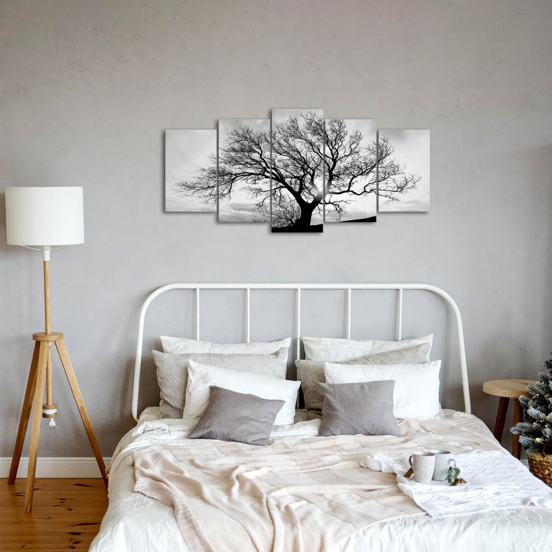 LevvArts Black and White Tree Canvas Wall Art Great Sunset Shot Pictures Print on Canvas Nature Winter Landscape Painting Modern Home Living Room Bedroom Decor - Image 3